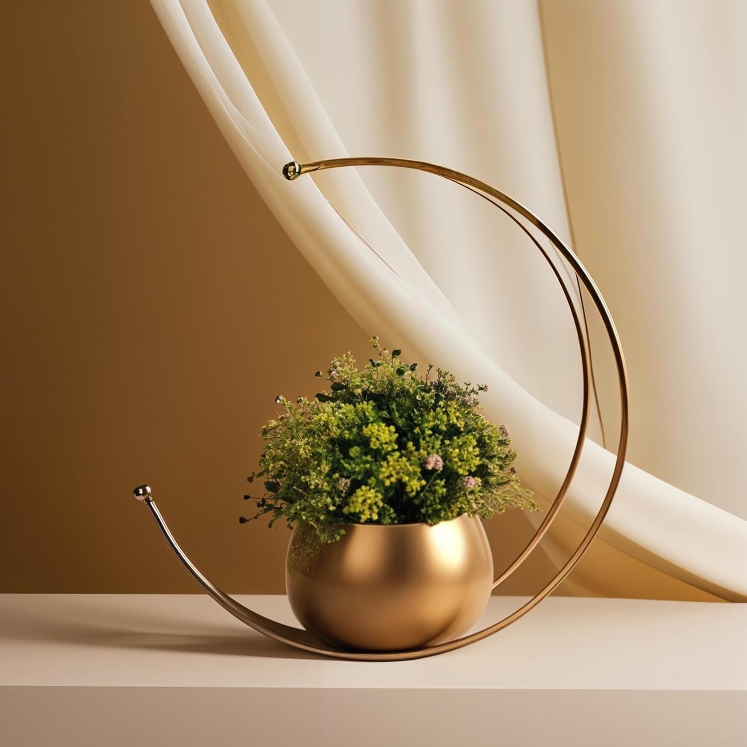 Buy Moradabad Enterprises Golden Metal Moon Shape Big Flower Vases